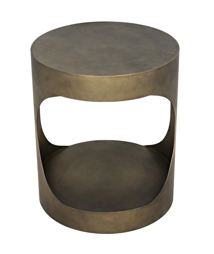 Noir Eclipse Round Side Table Metal With Aged Brass Finish - Image 4