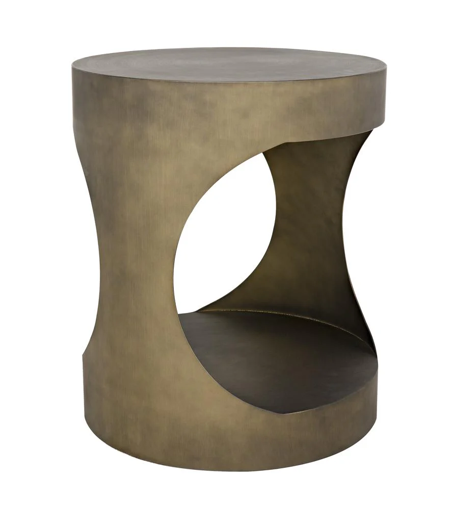 Noir Eclipse Round Side Table Metal With Aged Brass Finish - Image 5