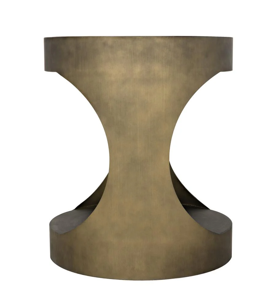 Noir Eclipse Round Side Table Metal With Aged Brass Finish - Image 6