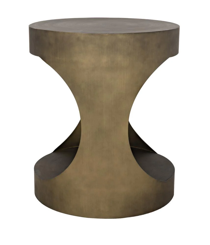 Noir Eclipse Round Side Table Metal With Aged Brass Finish - Image 7