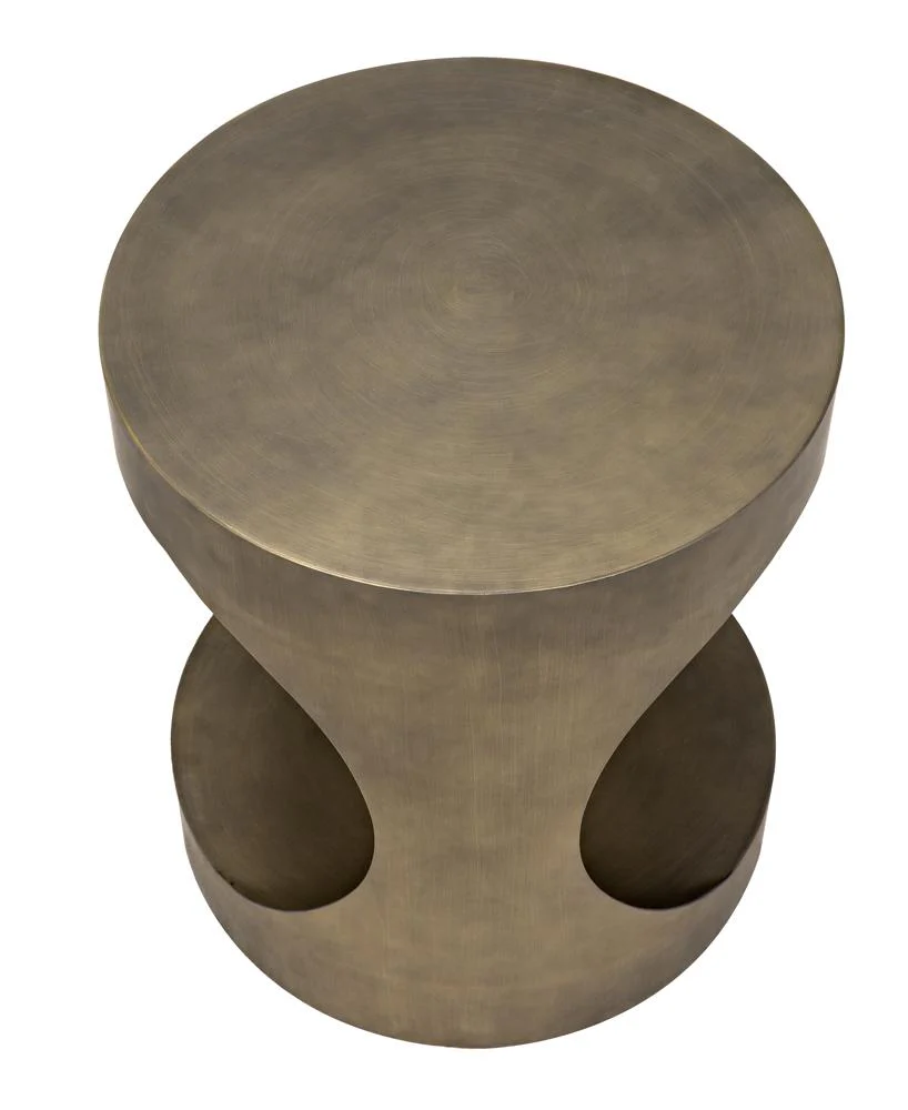 Noir Eclipse Round Side Table Metal With Aged Brass Finish - Image 8