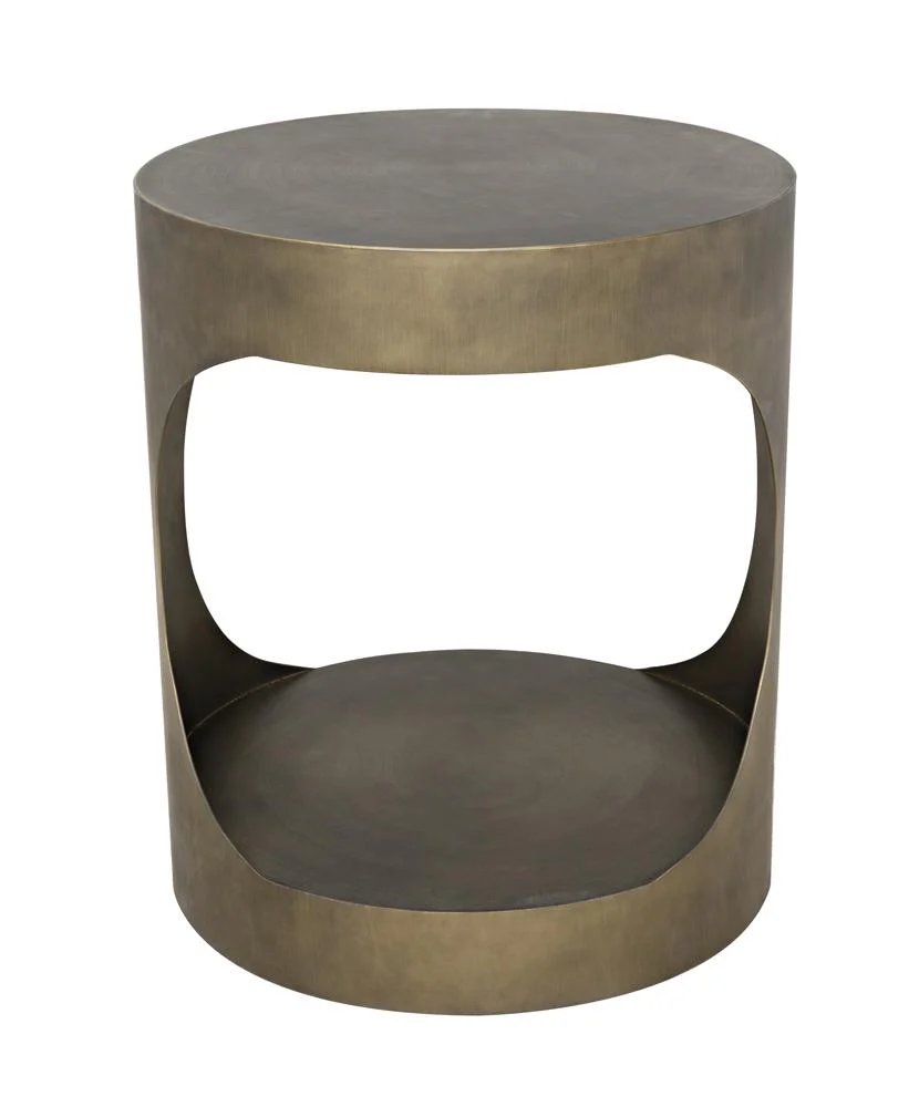 Noir Eclipse Round Side Table Metal With Aged Brass Finish - Image 9