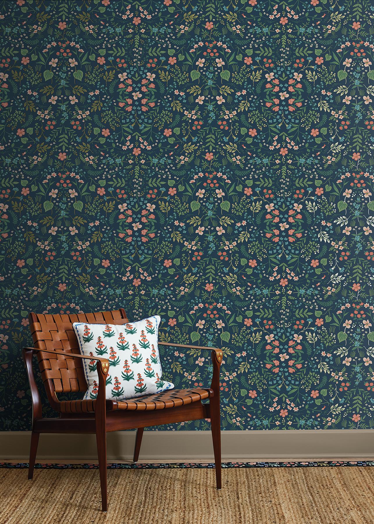 Rifle Paper Co. Wildwood Navy Peel & Stick Wallpaper - Image 3