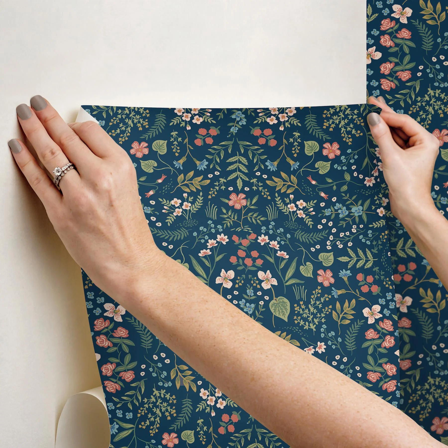 Rifle Paper Co. Wildwood Navy Peel & Stick Wallpaper - Image 4