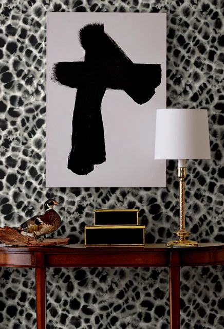 Ronald Redding Designs Leopard Rosettes Black & Off White Wallpaper - Image 2