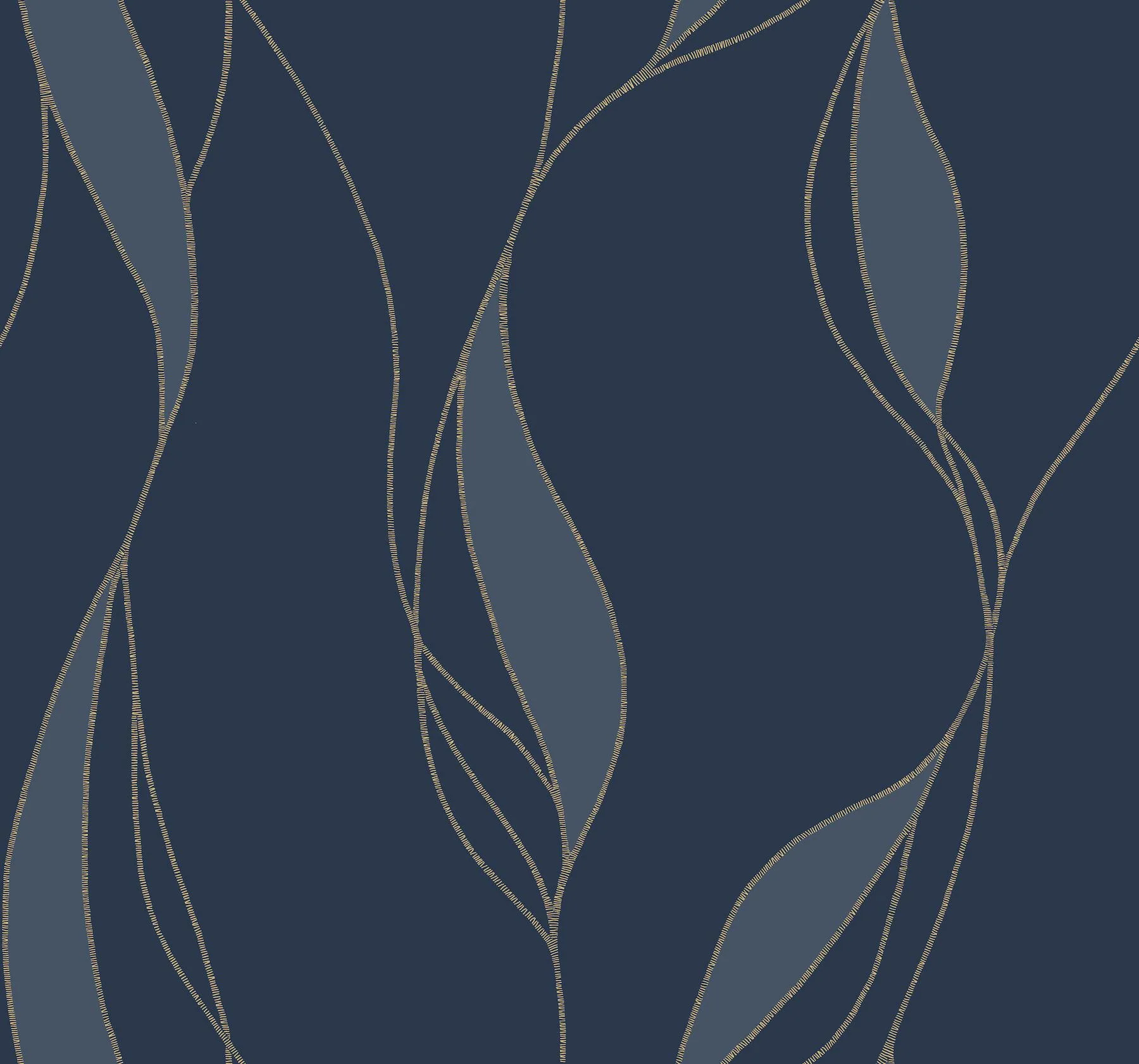 Ronald Redding Designs Society Hill Navy Abstract Leaf Wallpaper