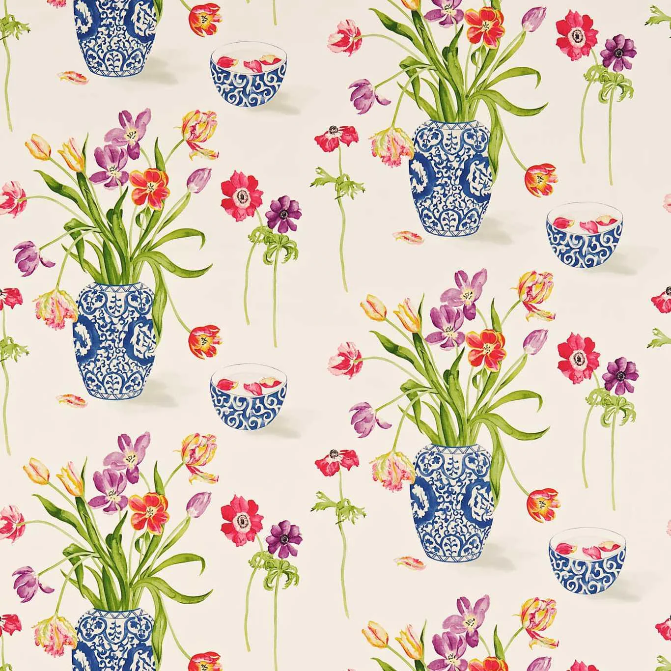 Sanderson Painter'S Garden Violet/ Crimson Fabric