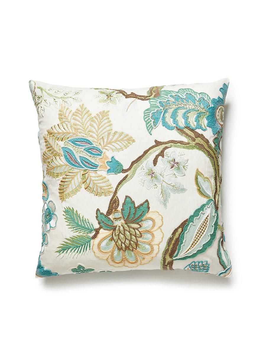 Scalamandre Hillside Crewel 22 X 22 - Celadon Decorative Pillow - Image 3