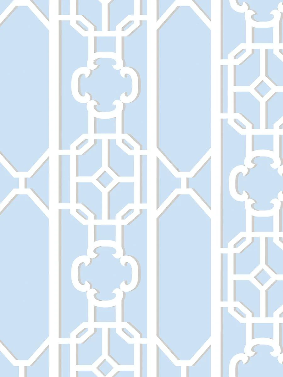 Scalamandre Joanna Fret Powder Blue Wallpaper - Image 2