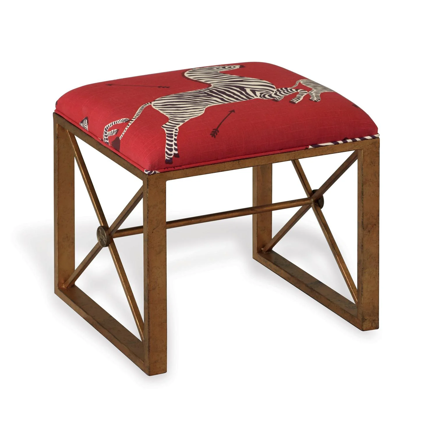 Scalamandre Maison Medallion Gold Zebra Red Right Facing Single Bench - Image 2
