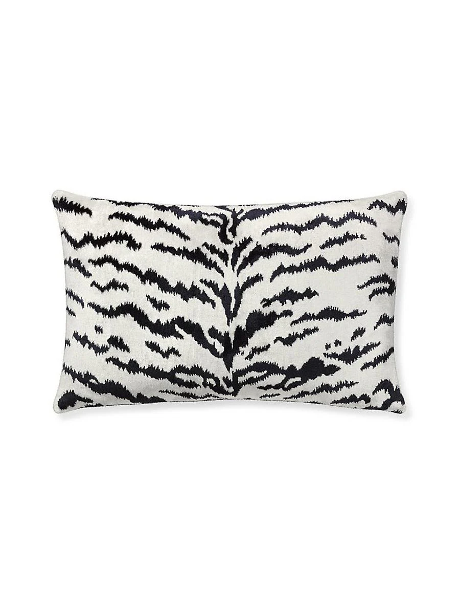 Scalamandre Tigre/Velvet 22 X 14 - Off-White & Black / Black Decorative Pillow - Image 2