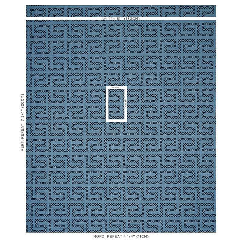 Schumacher A Maze Embroidery Cadet Fabric - Image 2