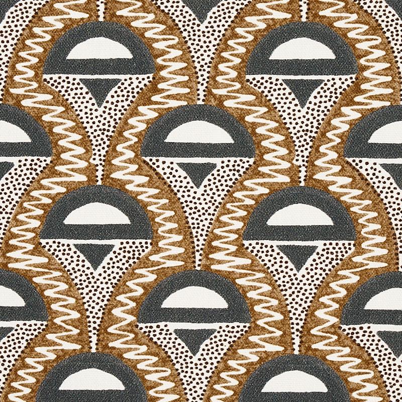 Schumacher Abelino Camel & Black Fabric - Image 4