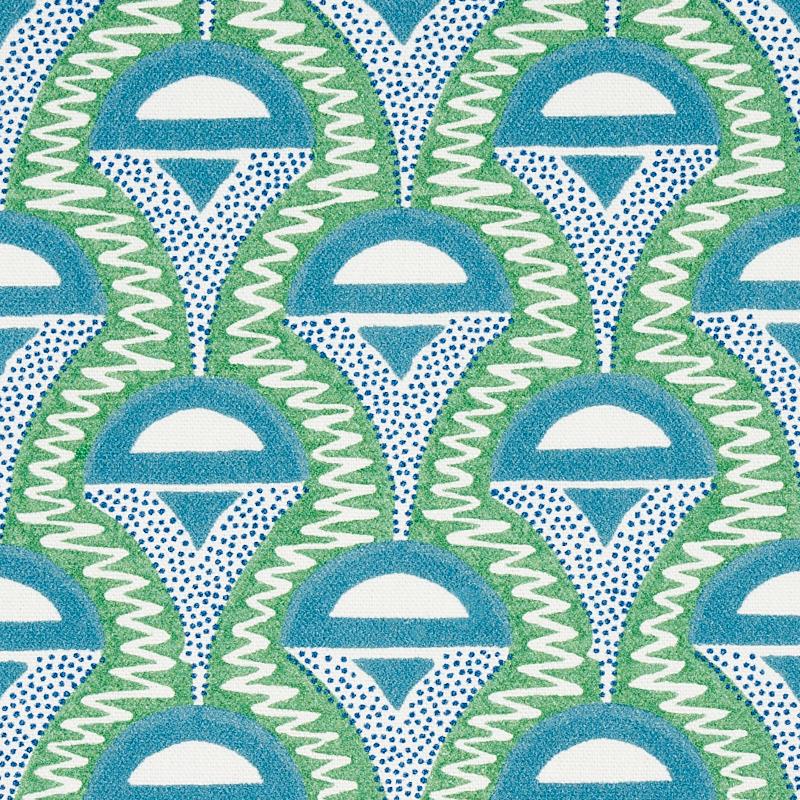 Schumacher Abelino Green & Peacock Fabric - Image 3