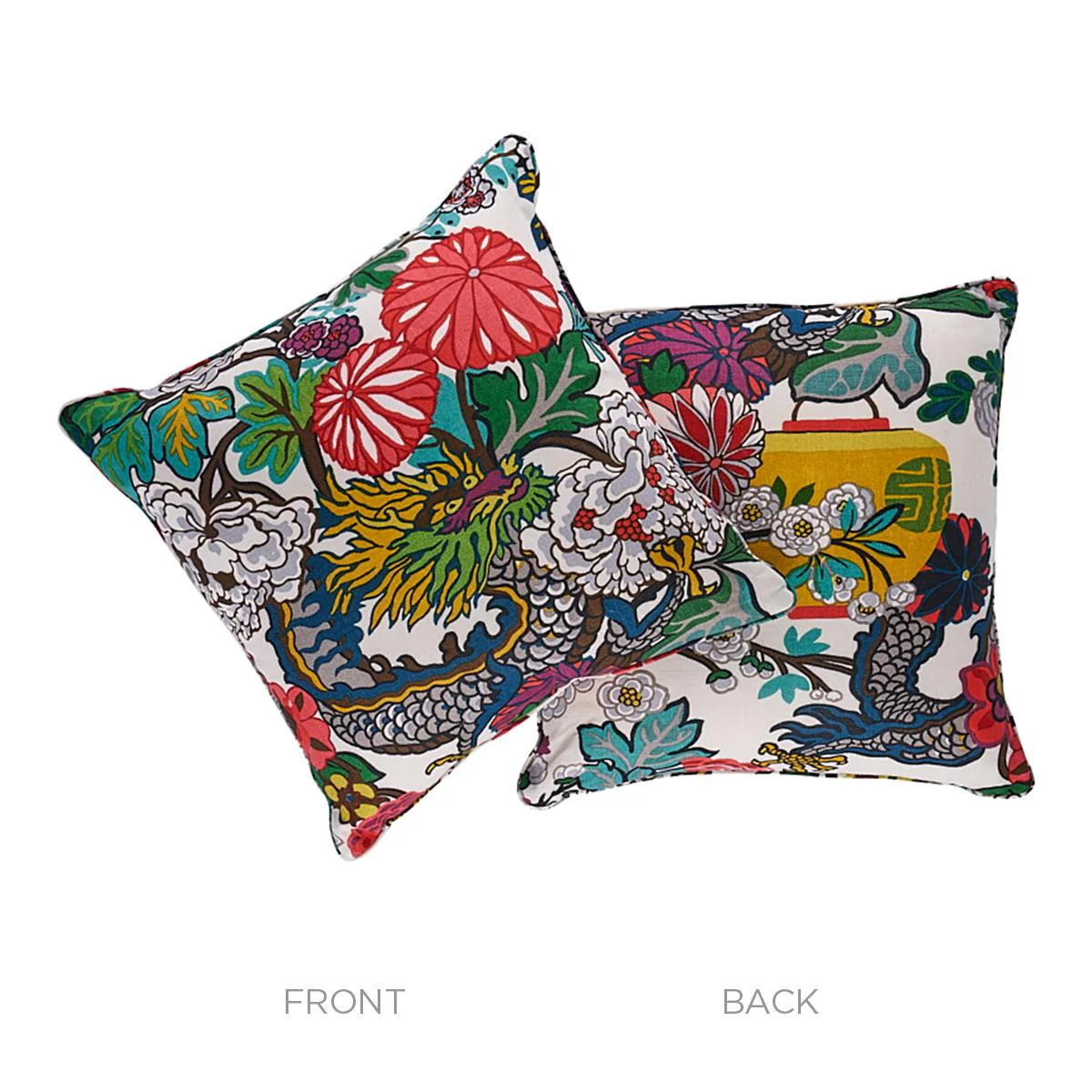 Schumacher Alabaster 22" X 22" Chiang Mai Dragon Pillow - Image 3