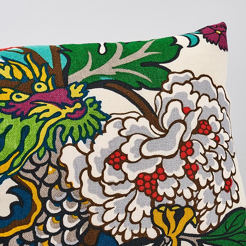Schumacher Alabaster 24" X 12" Chiang Mai Dragon Pillow - Image 4
