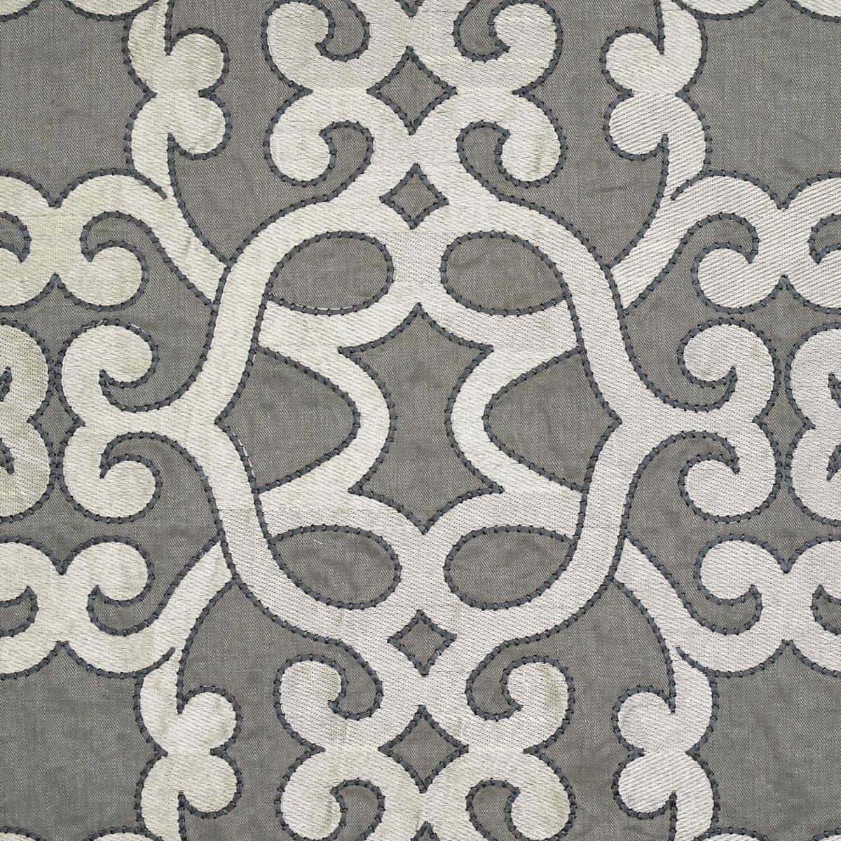 Schumacher Amboise Linen Embroidery Zinc Fabric - Image 3