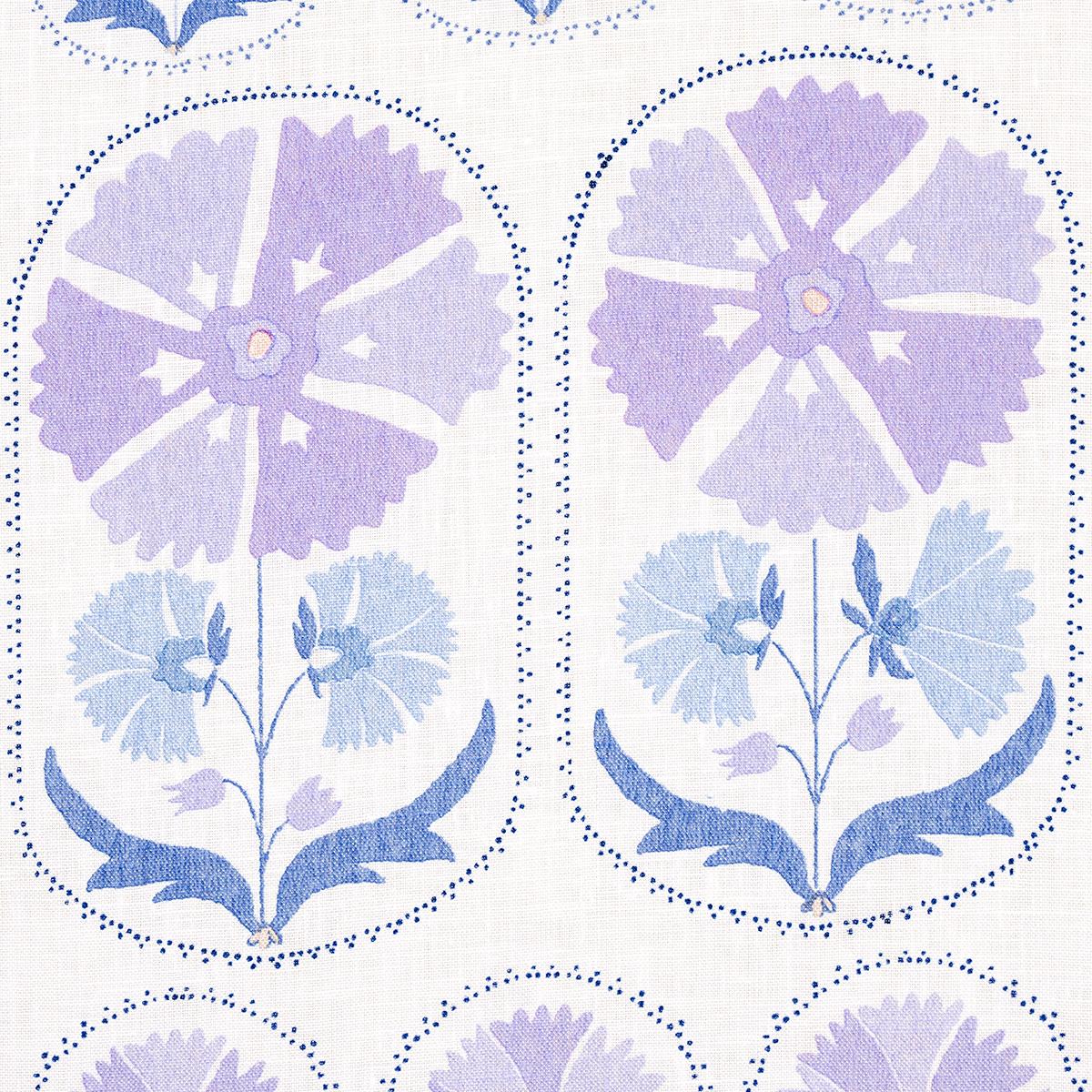 Schumacher Anjuna Floral Linen Print Lilac Fabric - Image 3