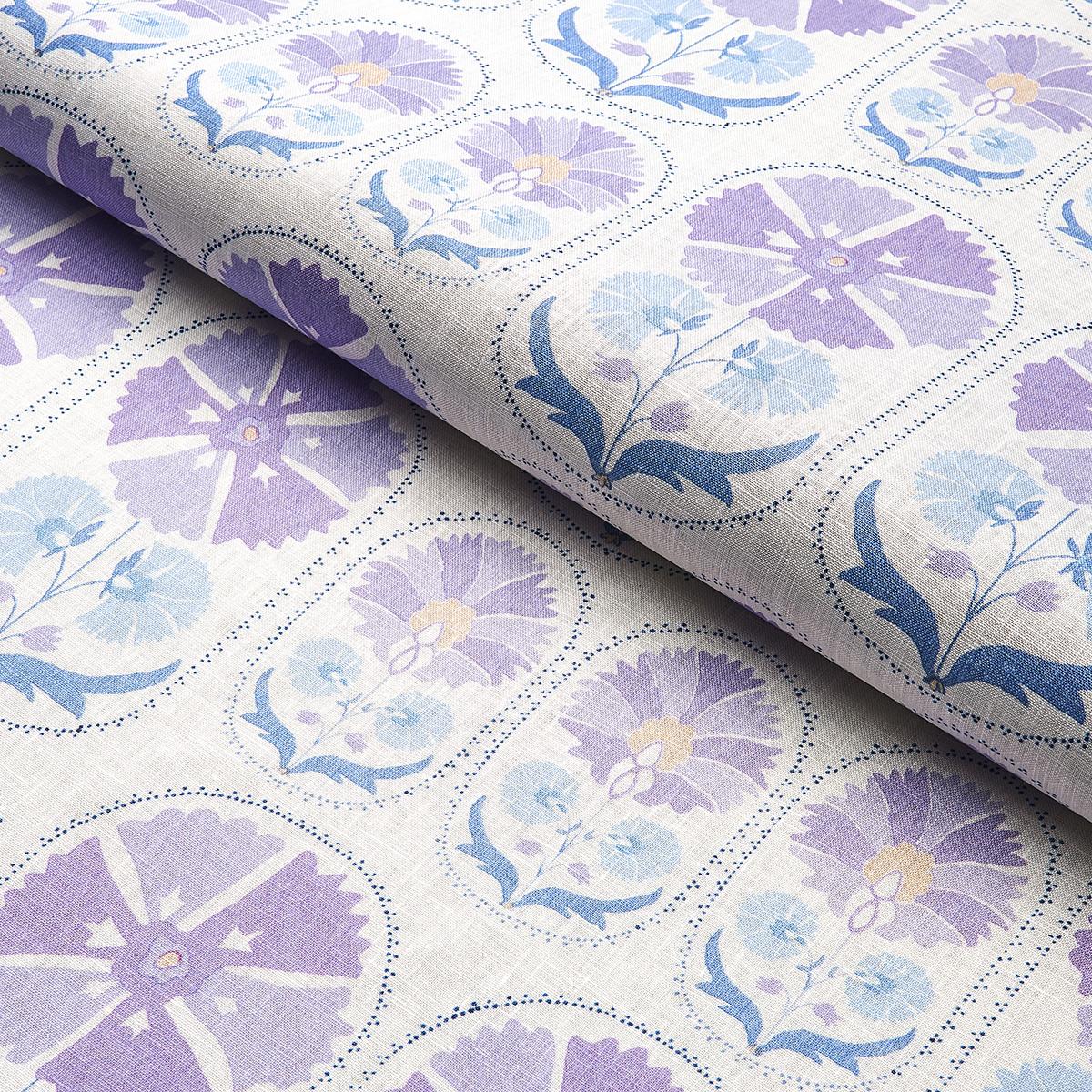 Schumacher Anjuna Floral Linen Print Lilac Fabric - Image 4