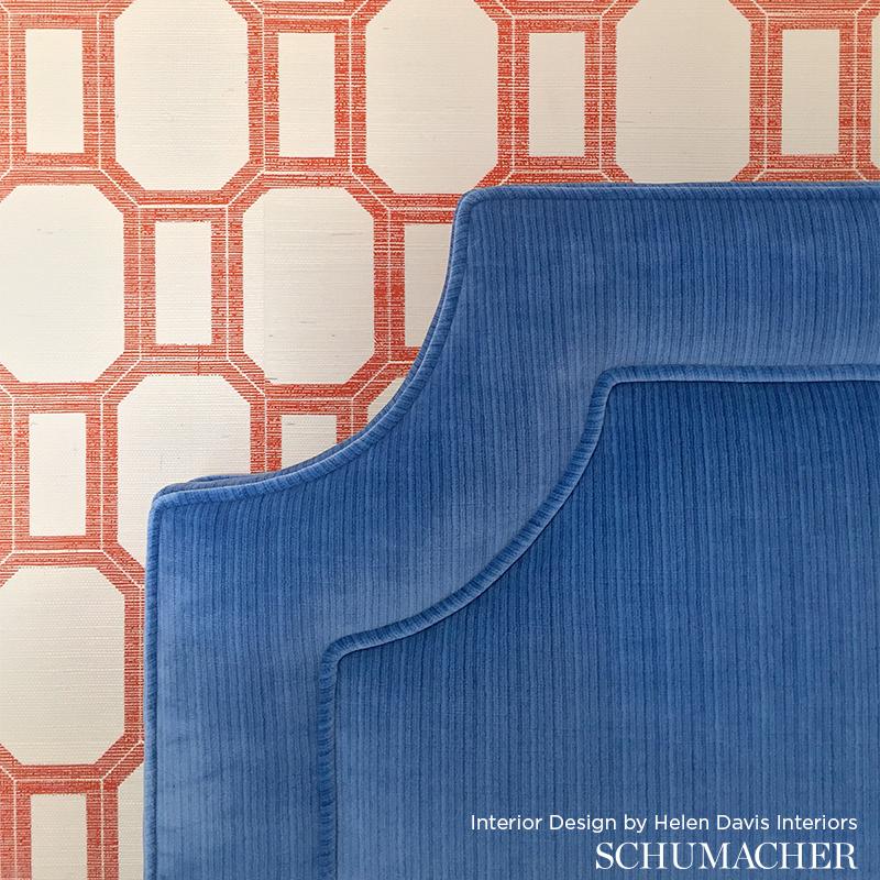 Schumacher Antique Strie Velvet Teal Fabric - Image 3