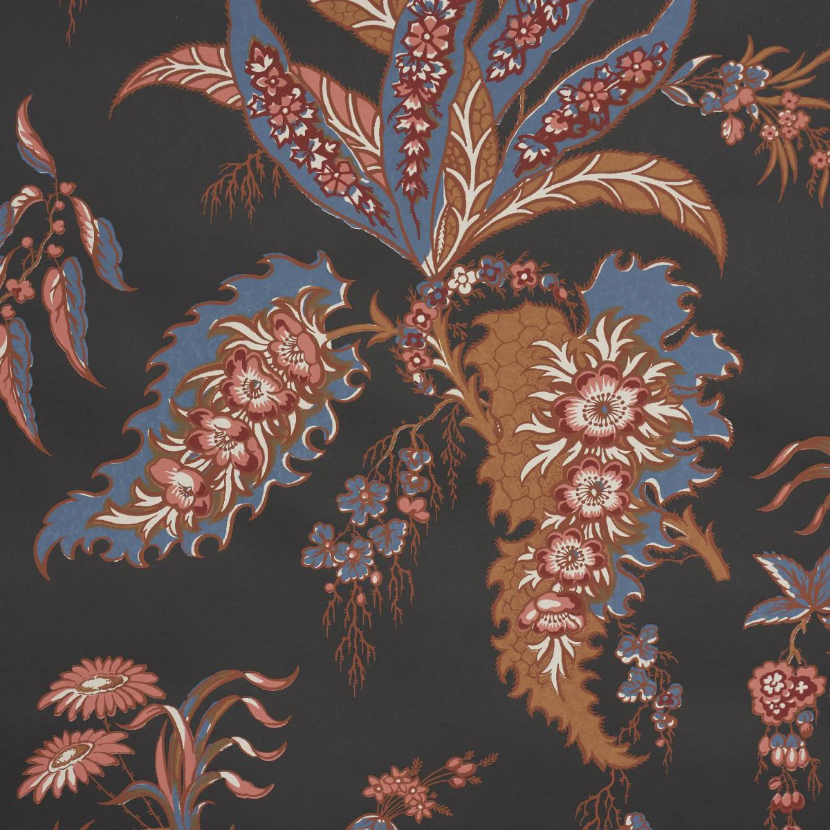 Schumacher Apolline Botanical Rouge & Noir Wallpaper - Image 3