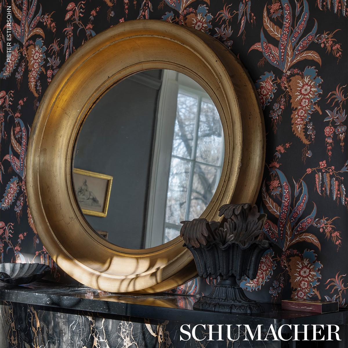 Schumacher Apolline Botanical Rouge & Noir Wallpaper - Image 5