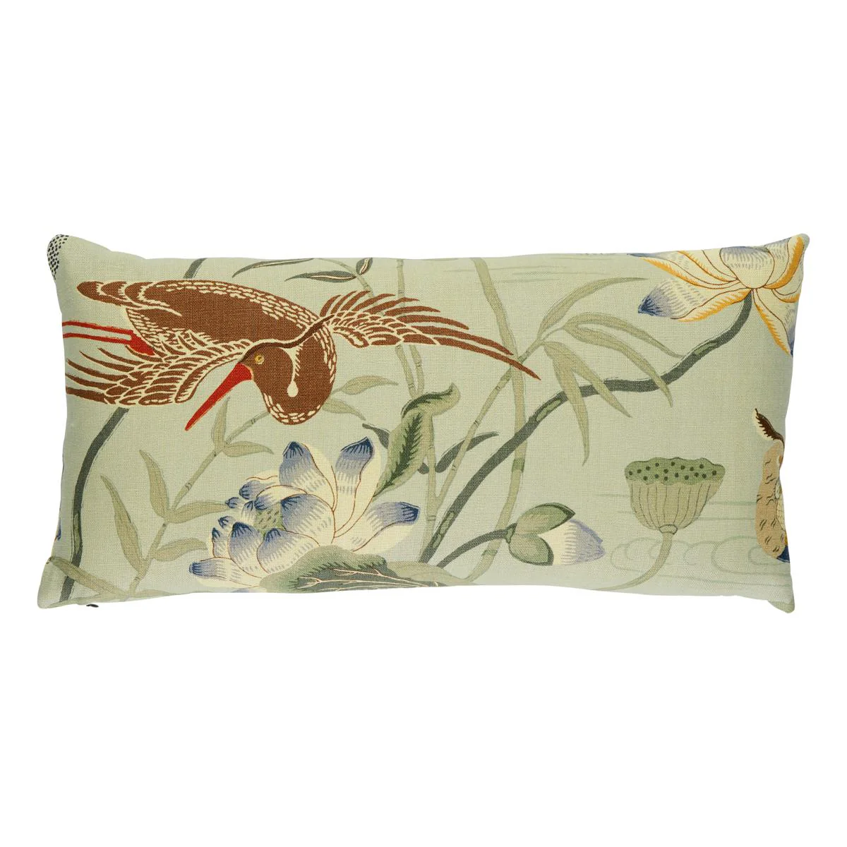 Schumacher Aqua 24" X 12" Lotus Garden Pillow