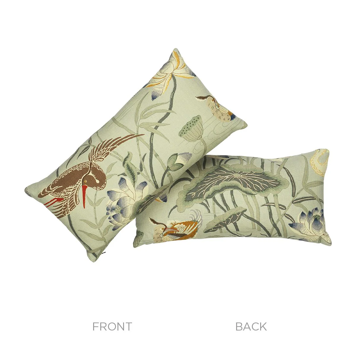 Schumacher Aqua 24" X 12" Lotus Garden Pillow - Image 3