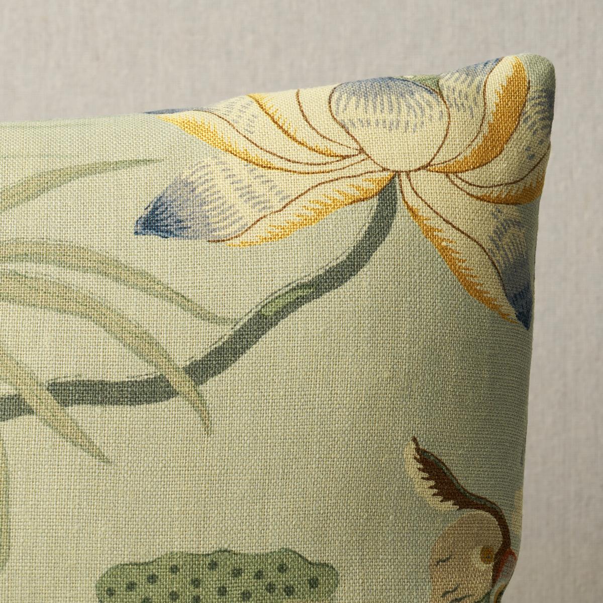 Schumacher Aqua 24" X 12" Lotus Garden Pillow - Image 4