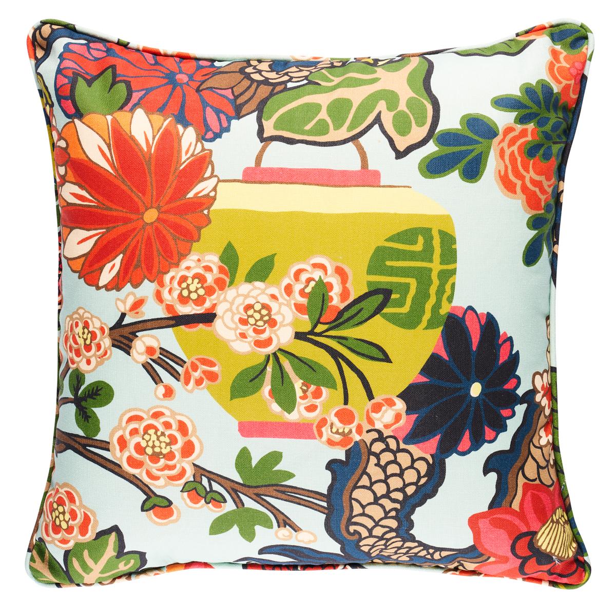 Schumacher Aquamarine 18" X 18" Chiang Mai Dragon I/O Pillow - Image 2