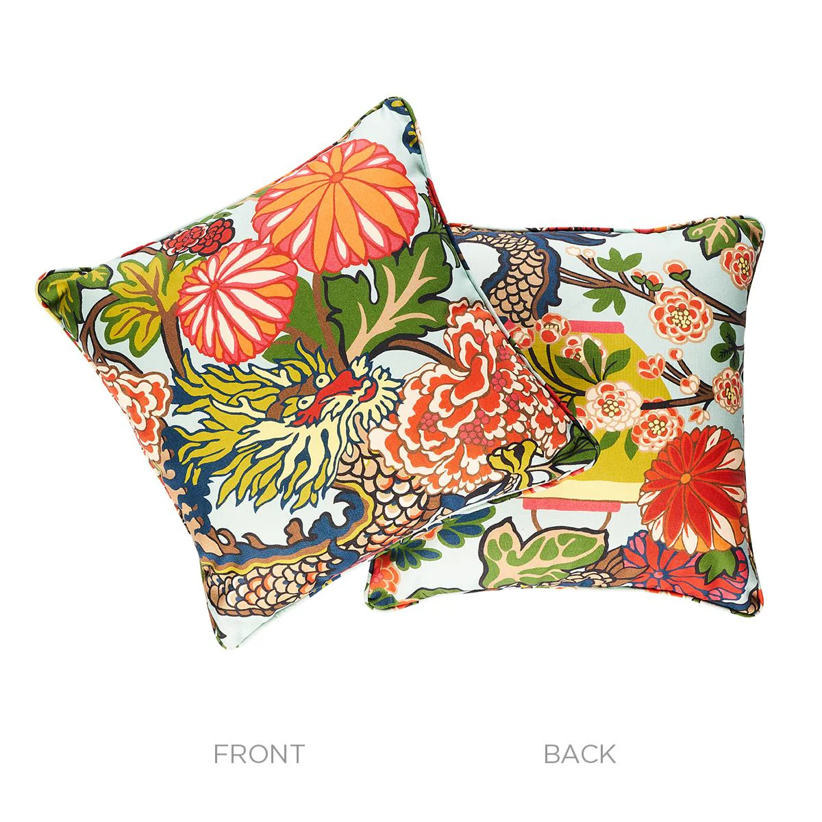 Schumacher Aquamarine 18" X 18" Chiang Mai Dragon I/O Pillow - Image 3