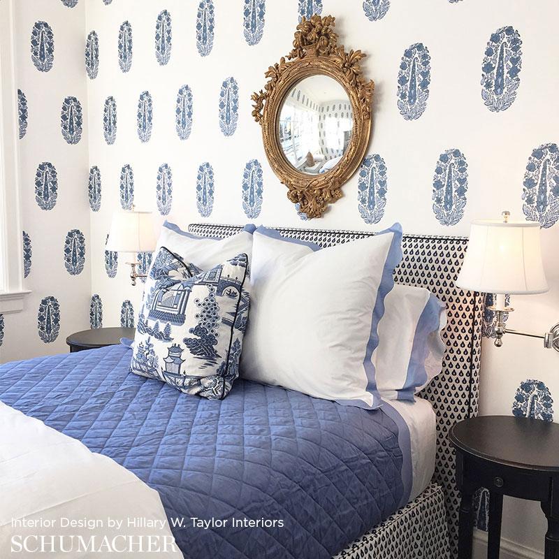 Schumacher Askandra Flower Pear & Water Blue Wallpaper - Image 2