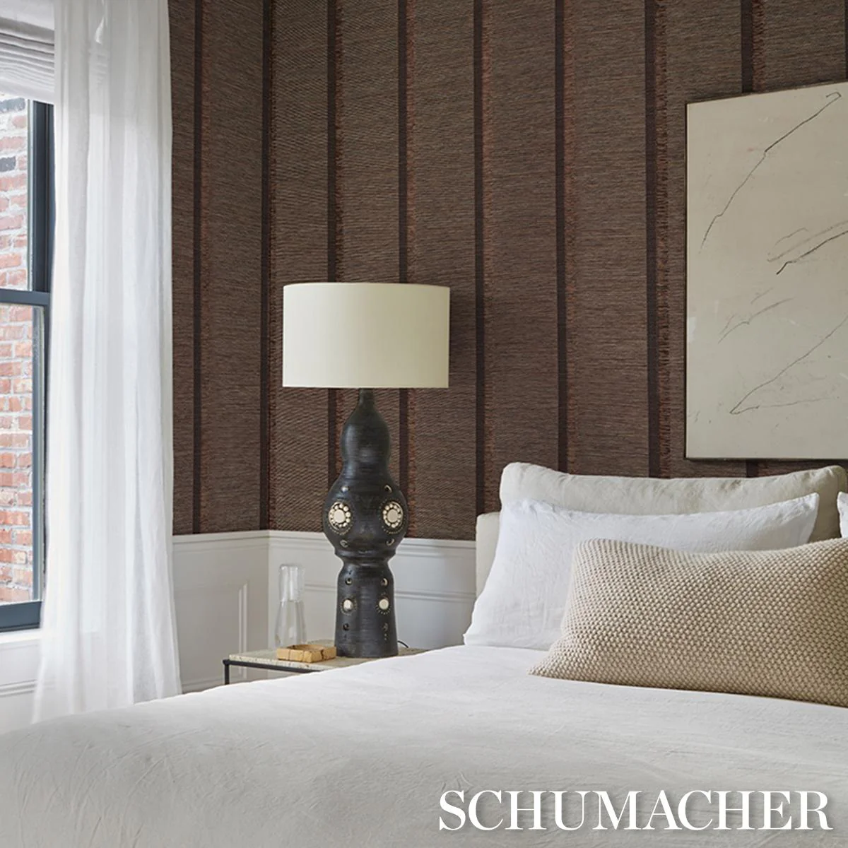 Schumacher Axel Fringe Wallcovering Brown/Copper Wallpaper - Image 6