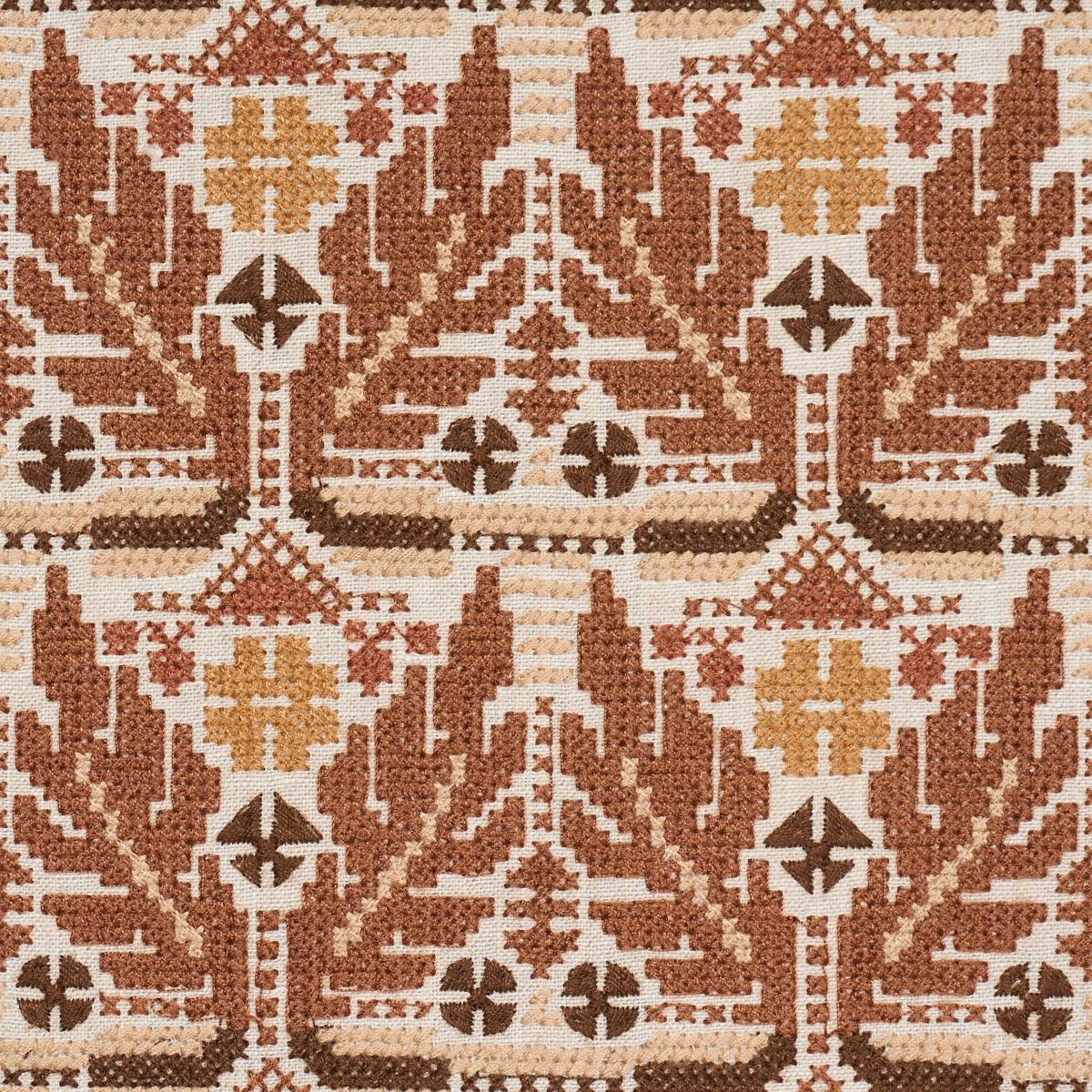 Schumacher Ayla Embroidery Spice Fabric - Image 3