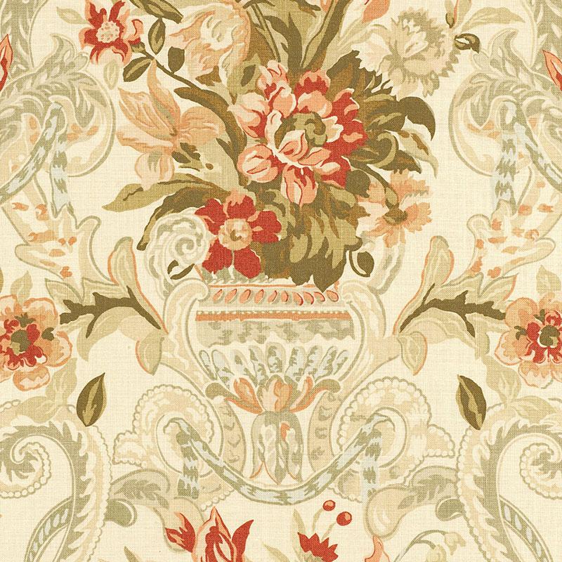 Schumacher Aylesbury Vase Coral Fabric - Image 2