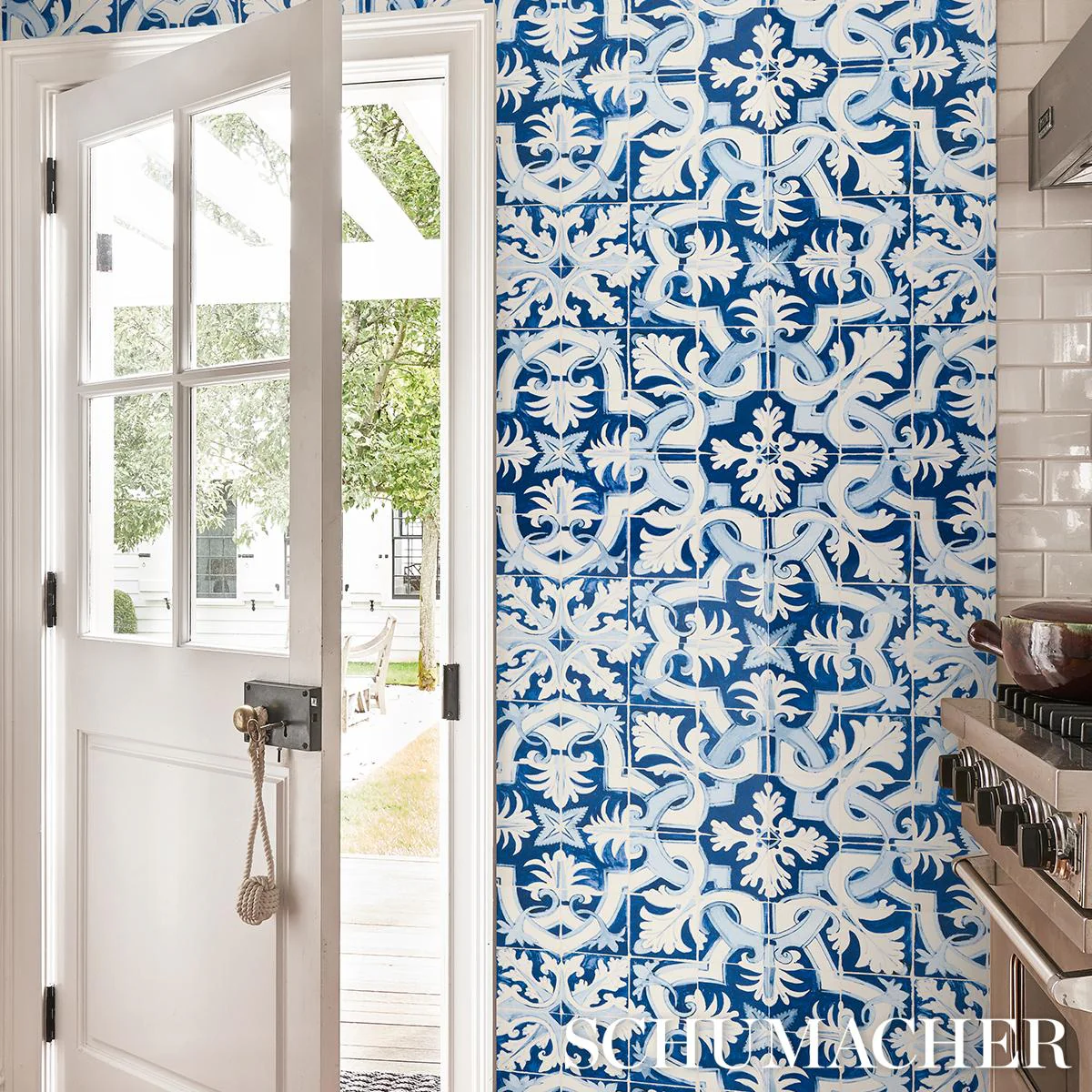 Schumacher Azulejos Azure Wallpaper - Image 6