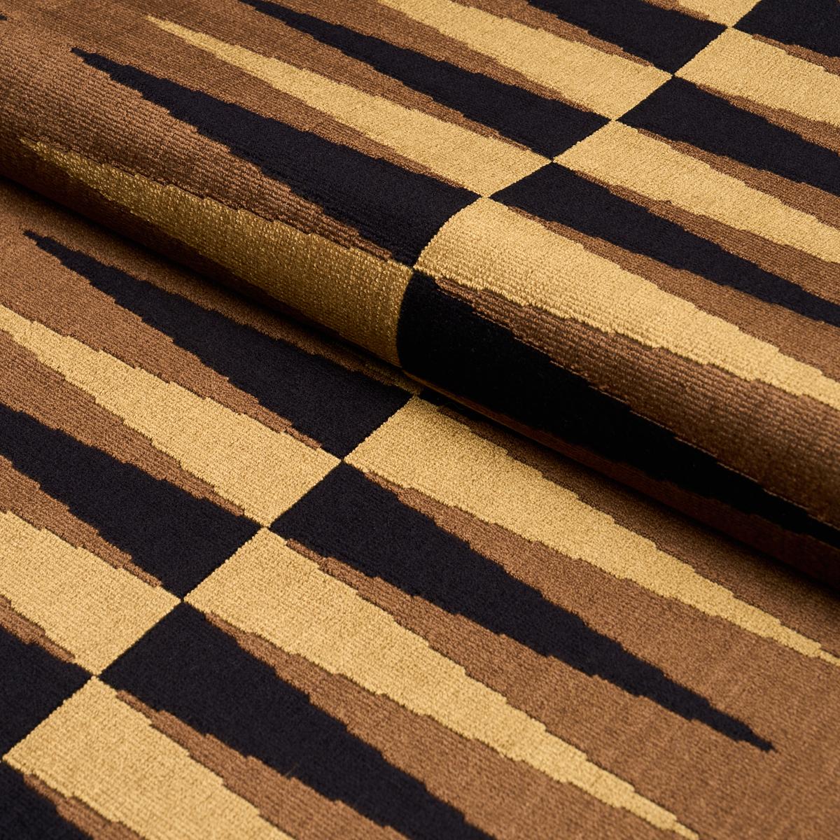 Schumacher Backgammon Cut Velvet Ochre Fabric - Image 3
