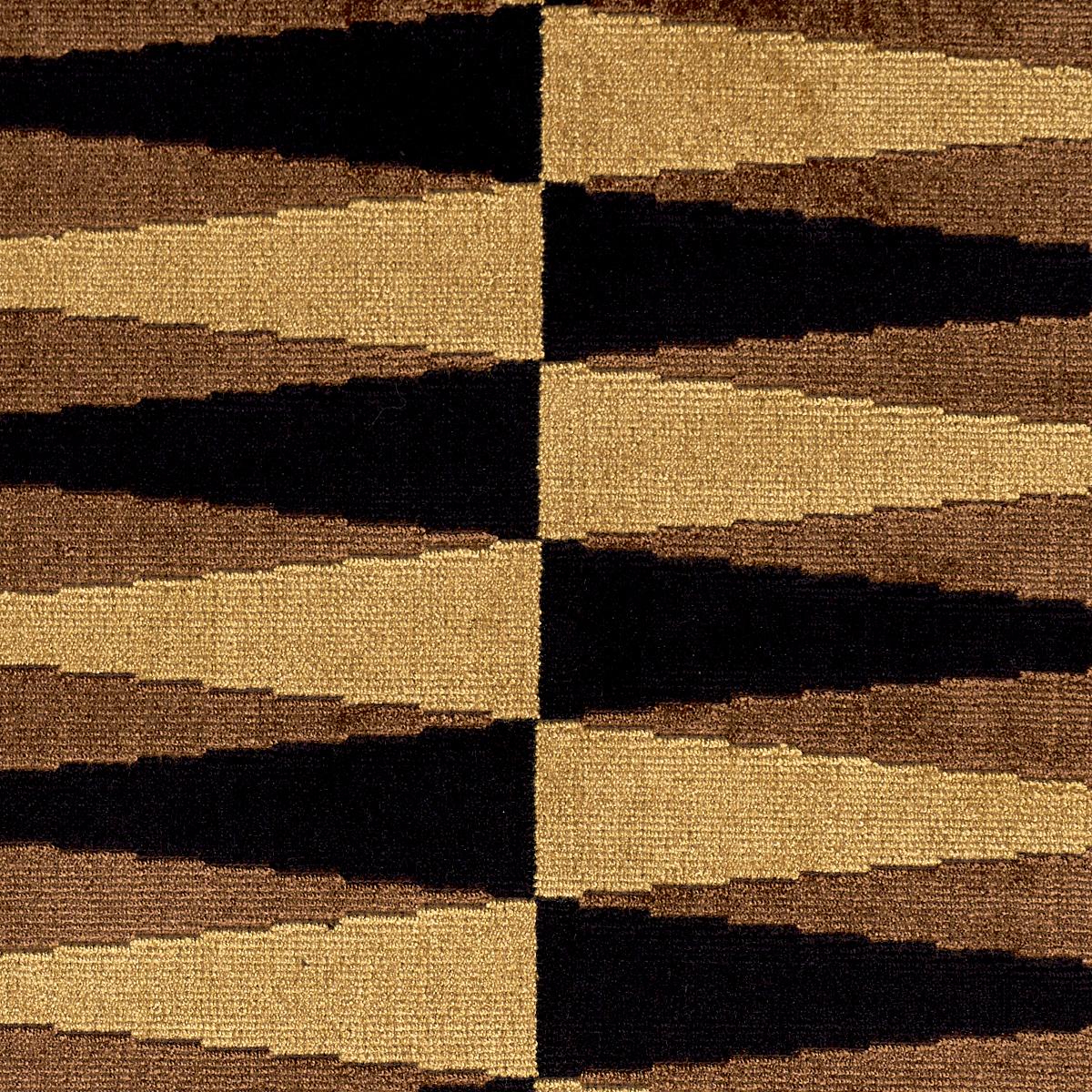 Schumacher Backgammon Cut Velvet Ochre Fabric - Image 4