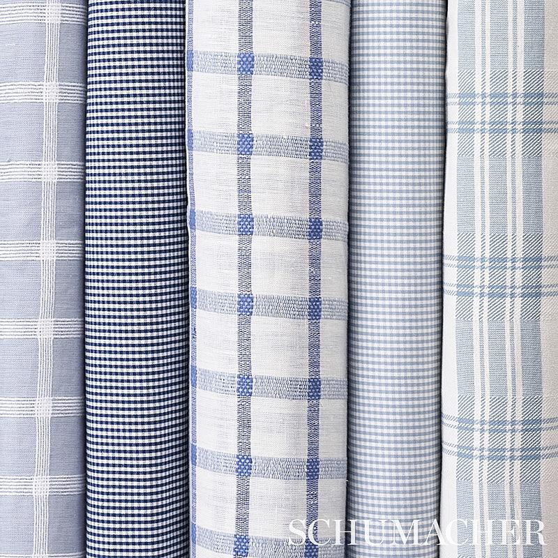 Schumacher Barnet Cotton Check Sky Fabric - Image 3