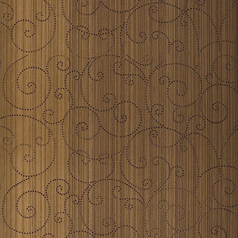 Schumacher Beaded Scroll Burnished Bronze Wallpaper