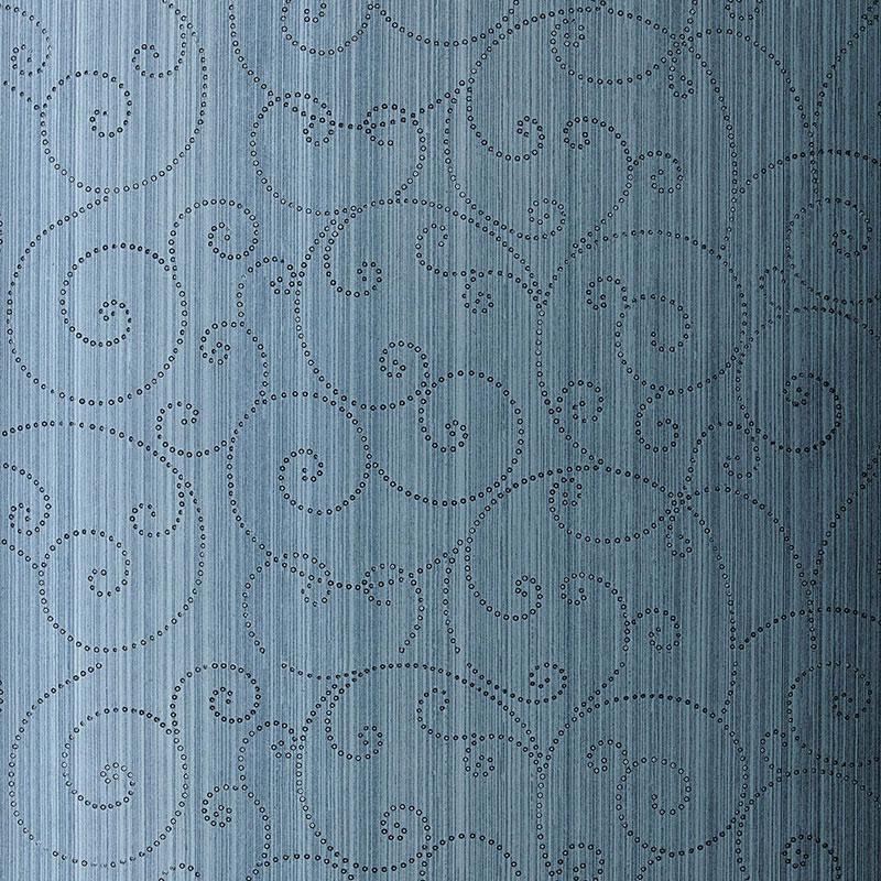 Schumacher Beaded Scroll Peacock Wallpaper