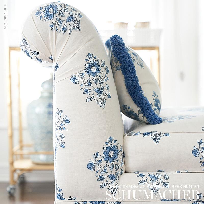 Schumacher Beatrice Bouquet Indigo Fabric - Image 5