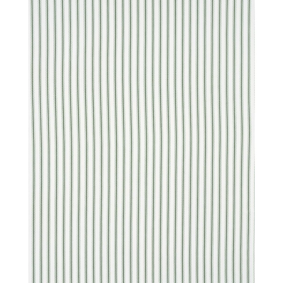Schumacher Birdie Ticking Stripe Leaf Green Fabric - Image 2