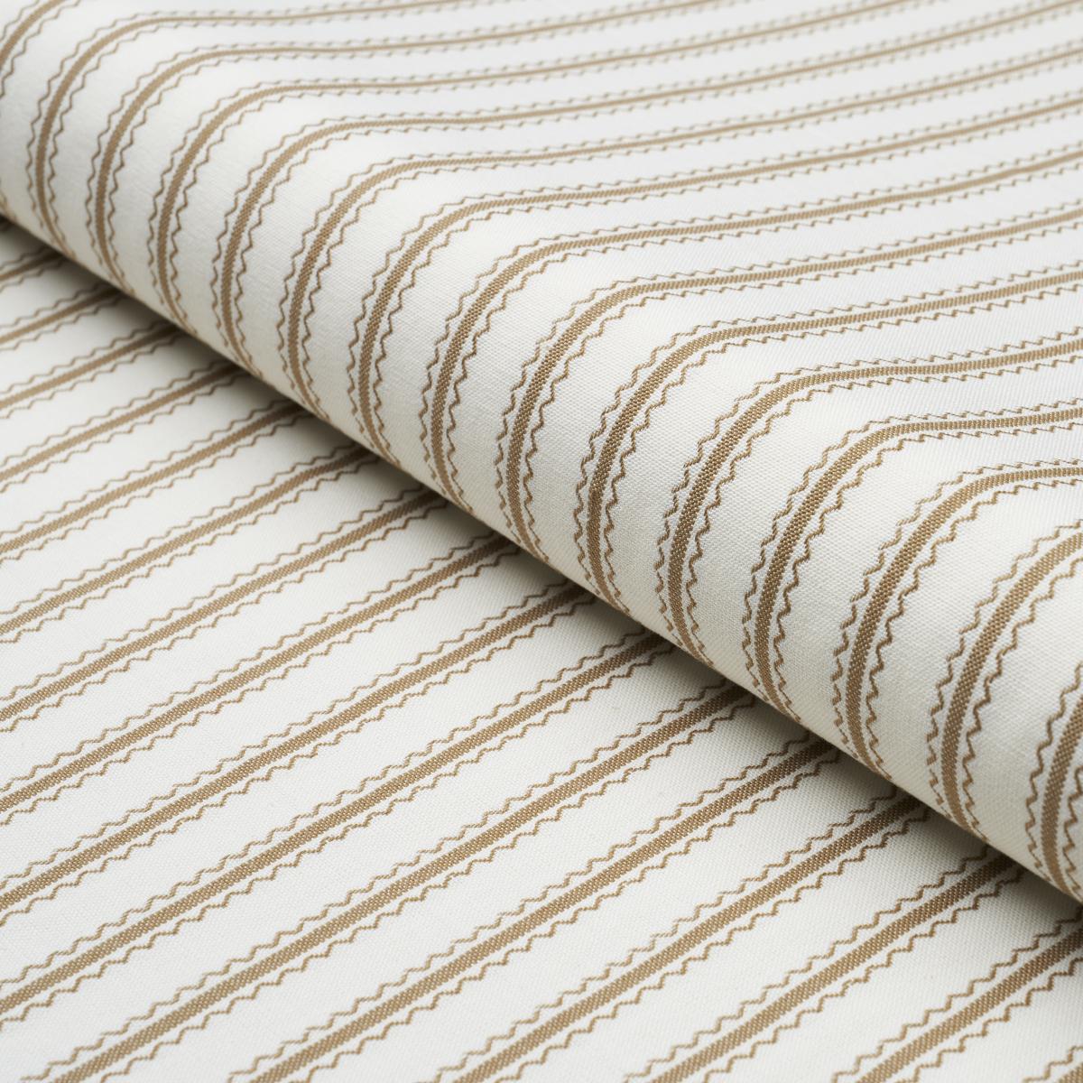 Schumacher Birdie Ticking Stripe Neutral Fabric - Image 4