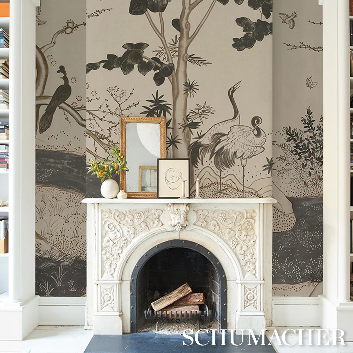 Schumacher Birdsong 3 Panel Set Carbon Wallpaper - Image 8