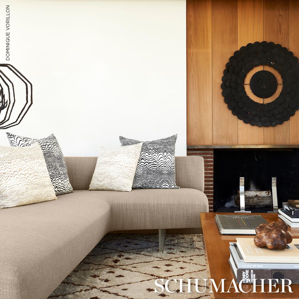 Schumacher Black 18" X 18" Ink Wave Print I/O Pillow - Image 3