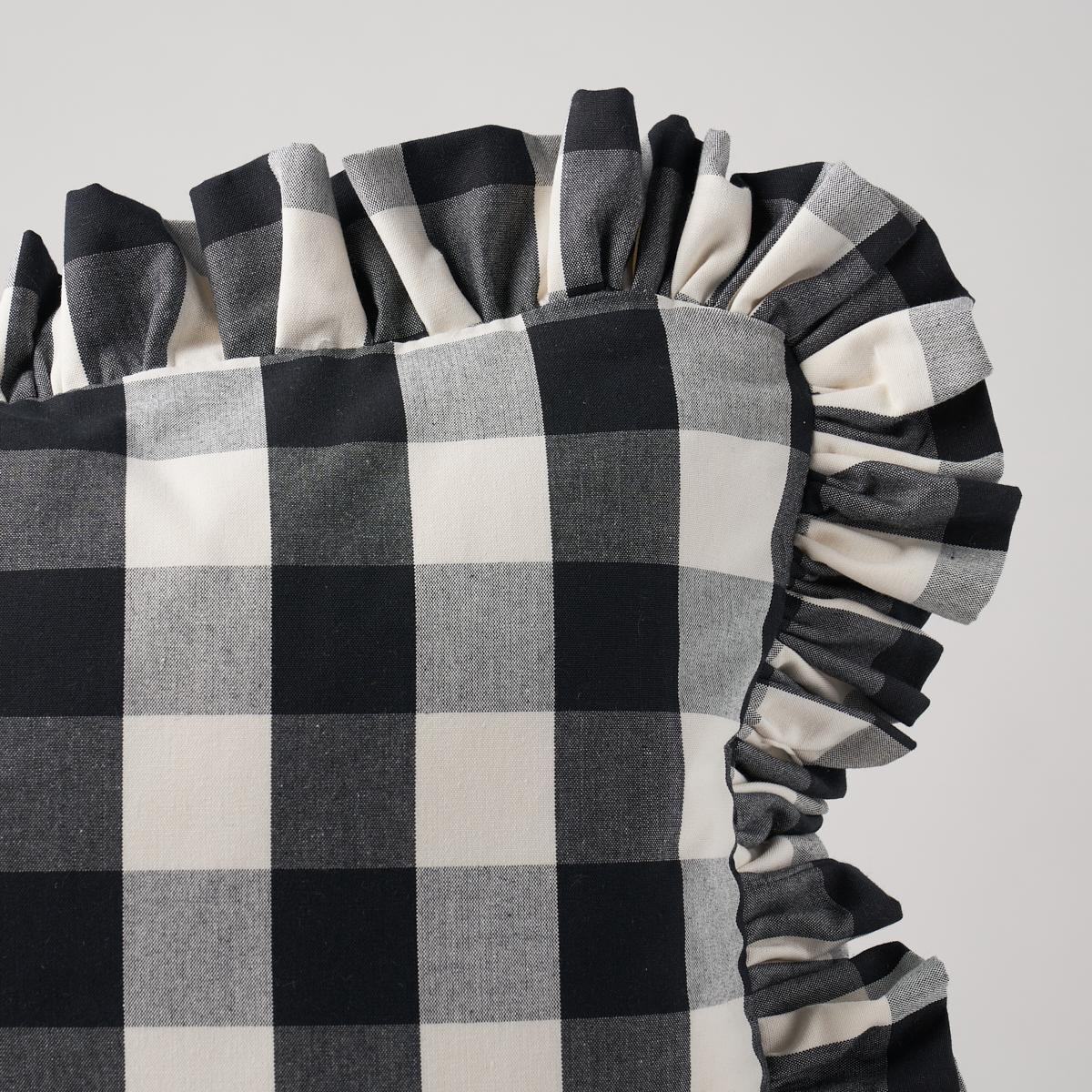 Schumacher Black 20" X 14" Camden Cotton Check Pillow - Image 2