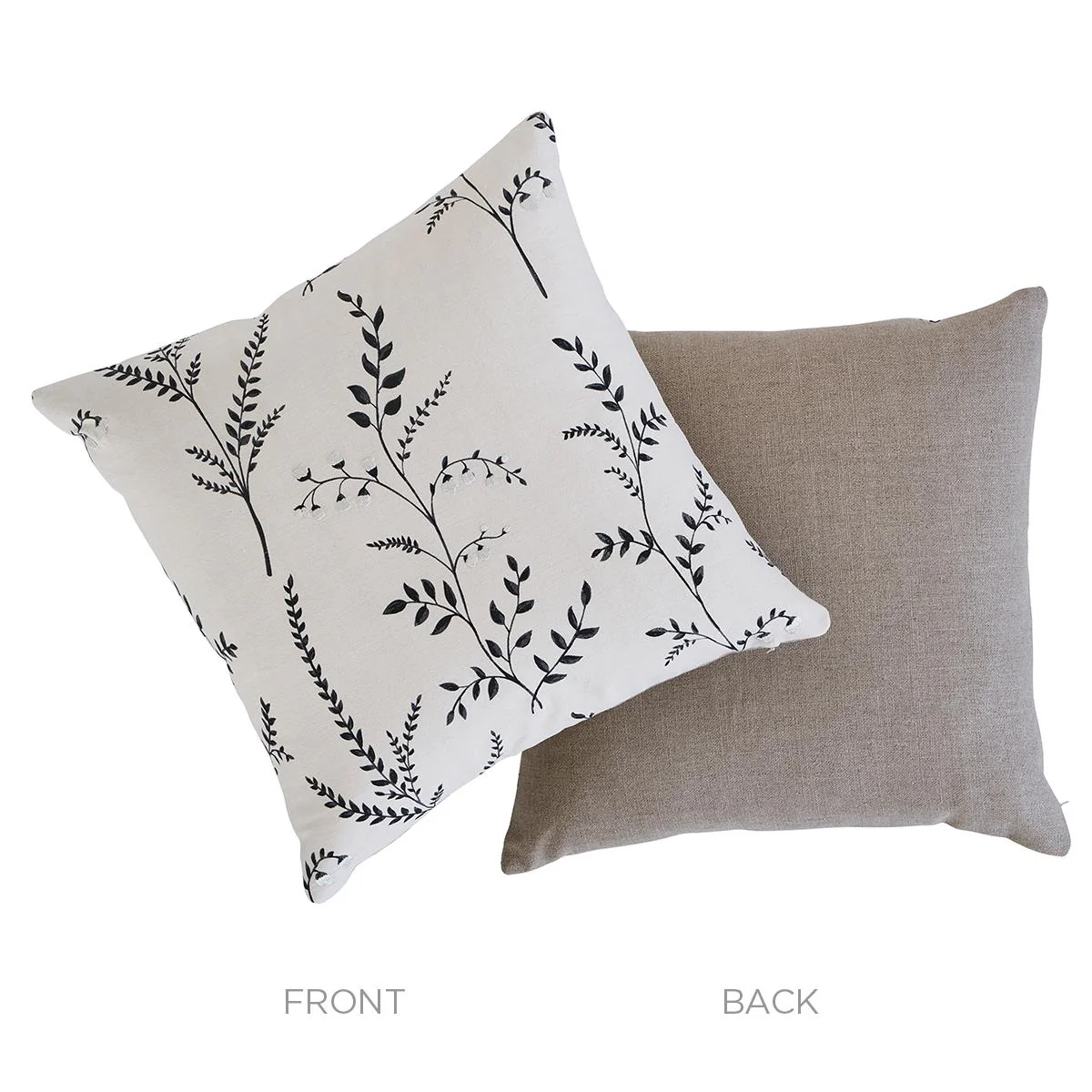 Schumacher Black 20" X 20" Cynthia Embroidered Pillow - Image 3