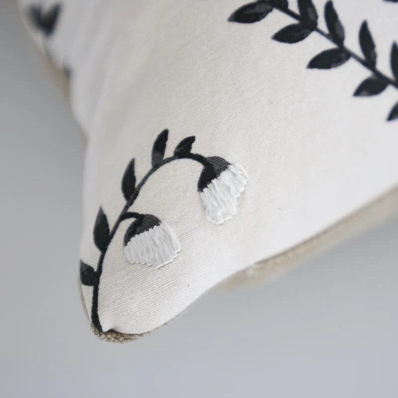 Schumacher Black 20" X 20" Cynthia Embroidered Pillow - Image 5