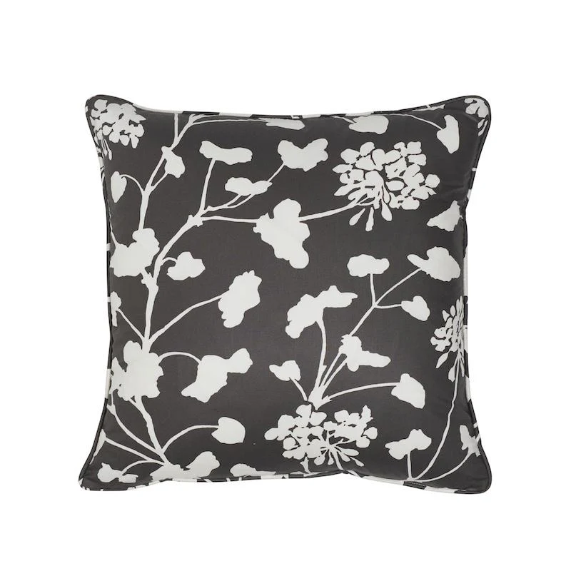 Schumacher Black 20" X 20" Pennick Chintz Pillow - Image 2